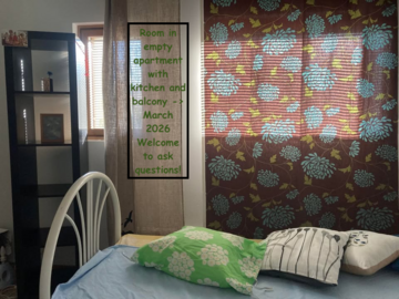 Annetaan vuokralle: ROOM for THREE WEEKS, March 9 - 31, balcony too!