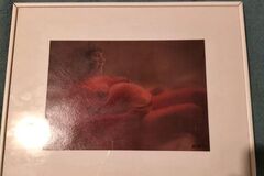 Selling: Peinture sur photo signée NM 94 « femme enceinte » avec cadre