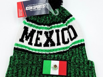 Bulk Lots: Wholesale Case Lot Of 48 Mexico Icon Sports Cuff Pom Beanie Hats 