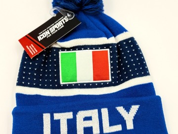 Bulk Lots: Wholesale Case Lot Of 48 Italy Icon Sports Cuff Pom Beanie Hats 