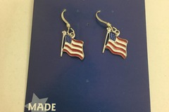 Bulk Lots: 50 pairs-Genuine Sterling Silver Flag Earrings-$2 pair