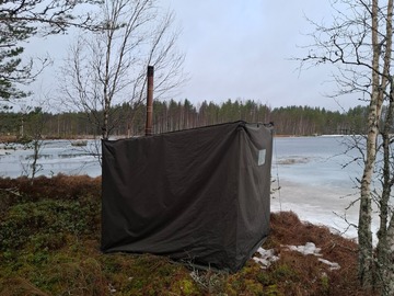 Vuokrataan (päivä): Saunacube + Savotta saunateltta 