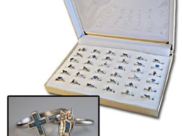 Bulk Lots: 288--Ladies Genuine Turquoise Chip Rings--$0.34 pcs!!