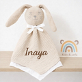 Sale retail: Doudou personnalisé lapin en gaze de coton beige