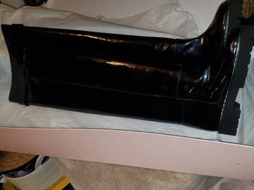 Selling with online payment: MSGM knee high patent leather boots.
