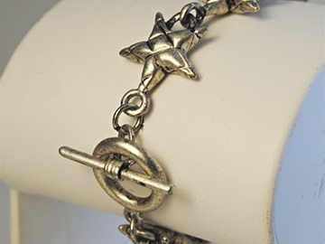 Bulk Lots: 40-Antique Silver Stars Bracelet w/Toggle Clasp 7 1/2"-$2.99