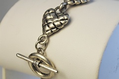 Bulk Lots: 34 pcs-Antique Puffed Hearts Bracelets--$2.99 ea