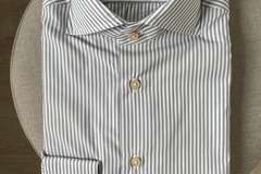 Selling with online payment: [EU] NWT Cavour Sartoria handmade grey striped shirt, size 15.5