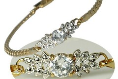 Bulk Lots: 40 pcs-14kt Goldtone CZ Herringbone Bracelet 7 1/4"