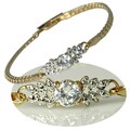 Bulk Lots: 40 pcs-14kt Goldtone CZ Herringbone Bracelet 7 1/4"