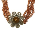 Bulk Lots: 100 pcs-Smoke Topaz 3-row Beaded Flower Bracelet-$0.99 pcs