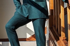 Selling with online payment: Dark Green Double-Breasted Wool Suit by Suitsupply
