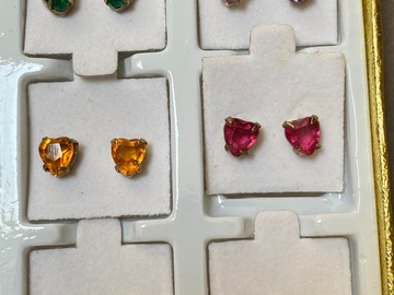 Bulk Lots: 1080 pairs--Rhinestone Heart Earrings with display--$0.10 pair