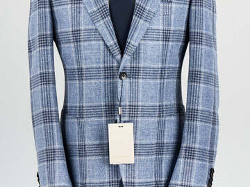 Selling with online payment: [EU][NO US TAX] NWT Suitsupply medium blue checked jacket, 38R