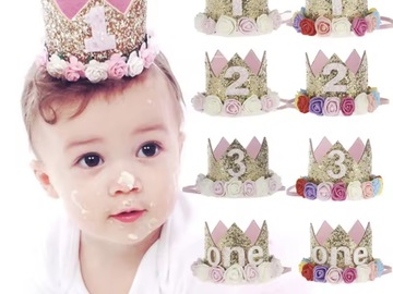 Bulk Lots: 30pcs Infant Baby Birthday Party Shiny Sequins Crown Headband