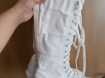 In Search Of: Simple White Knee High Laced Boots
