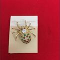 Bulk Lots: 10 pcs-Sterling Silver Vermeil Spider Pin with Stones-$10 ea