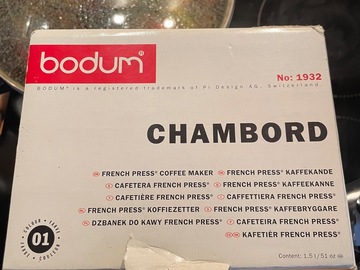 Vente: Cafetière Chambord French press 1,5 litres