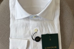 Selling with online payment: [EU][NO US TAX] NWT Cavour Sartoria white linen shirt, size 15.75
