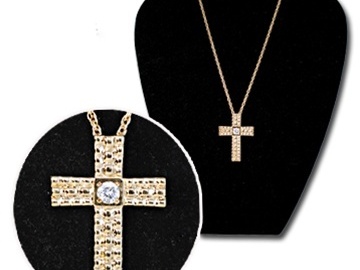 Bulk Lots: 50 pcs-Large Cross with Red CZ on 20" chain-$3 pcs