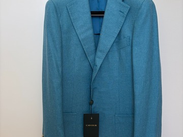 Selling with online payment: [EU][NO US TAX] NWT Cavour aqua blue wool silk jacket, size 38R