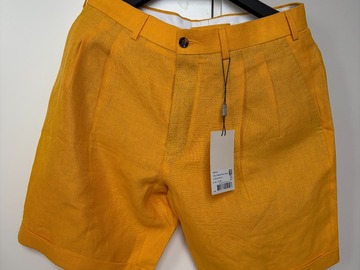 Selling with online payment: [EU][NO US TAX] NWT Suitsupply yellow linen shorts, size w32
