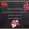 Demande: Recherche studio meublé
