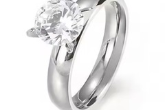 Bulk Lots: 30pcs Stainless Steel Solitaire Engagement Ring 