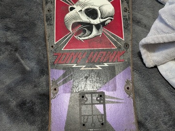 Selling with online payment: 1980s Tony Hawk "chicken skull" deck (purple)