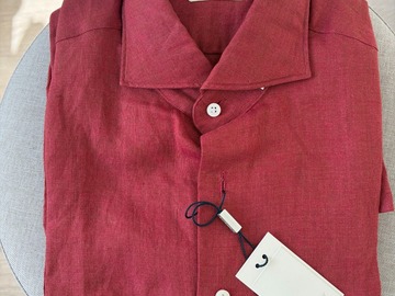 Selling with online payment: [EU][NO US TAX] NWT Suitsupply red linen shirt, size 15.5/15.75