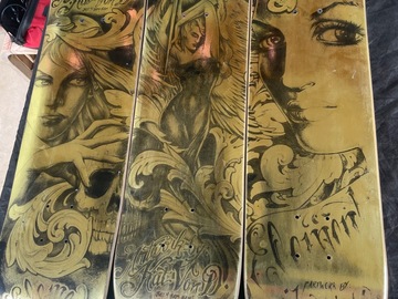 Selling with online payment: Element Kat Von D Art Skateboard Deck Lot Set of 3,Shape #9, 7.75