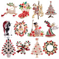Bulk Lots: 160 pcs Christmas Elk Wreath Bell Cane Brooches