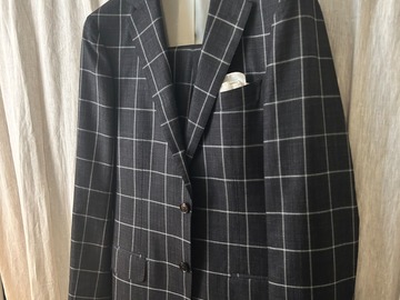 Selling with online payment: 38L Windowpane Sienna in linen silk wool by Carlo Barbera
