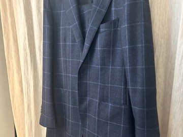 Selling with online payment: 38R Windowpane Blue Havana Patch Wool by VBC