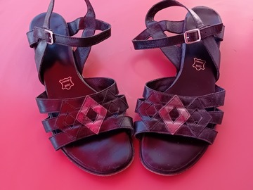 Vente: Sandales tout cuir noir et bronze - Sandro - P. 40,5