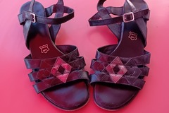 Vente: Sandales tout cuir noir et bronze - Sandro - P. 40,5