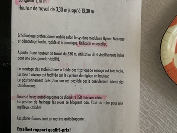À vendre: Échafaudage aluminium 