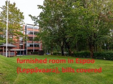 Renting out: furnished room in Espoo, bills covered, available Jan 1.2027