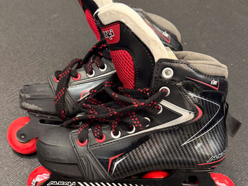 Verkaufen mit Online-Zahlungen: Verkaufe ein Paar Alkali Fire 1 Goalie Skates Junior Skates in Gr