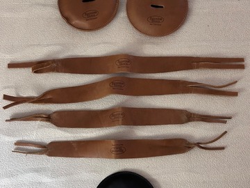 Selling with online payment: Reunion Blues Leather Cymbal Pads w/straps $18 OBO