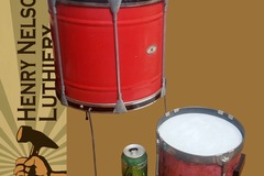 Selling with online payment: TWO 1960s Noble & Cooley Tin Toy Tom + Floor Tom Drum - Red Steel