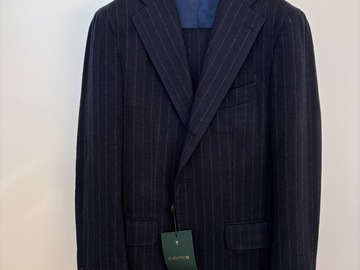 Selling with online payment: [EU] NWT Cavour navy chalk stripe Fox flannel suit, size 38R