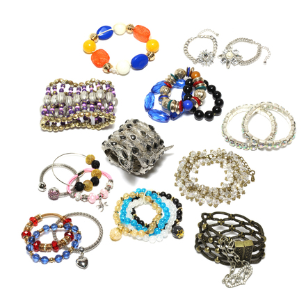 (474) Wholesale Mixed Rhinestone Alloy Bracelets Cuff Bangle