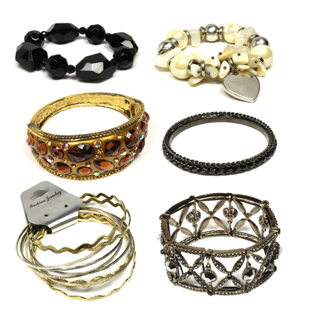 (474) Wholesale Mixed Rhinestone Alloy Bracelets Cuff Bangle