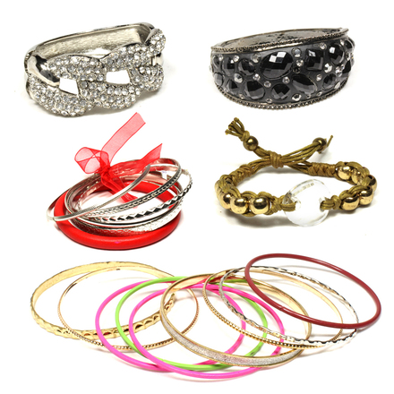 (474) Wholesale Mixed Rhinestone Alloy Bracelets Cuff Bangle