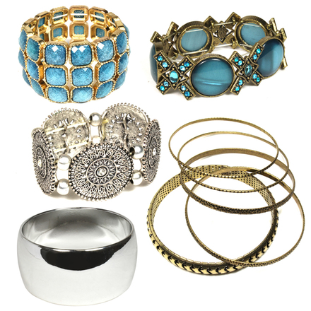 (474) Wholesale Mixed Rhinestone Alloy Bracelets Cuff Bangle