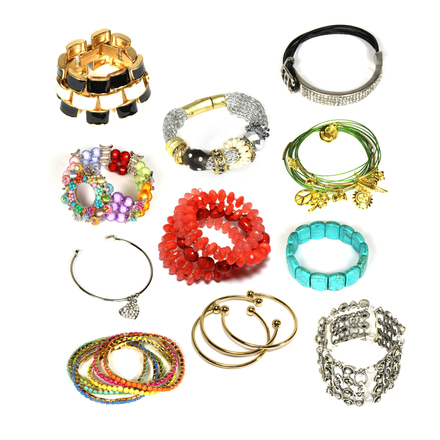(474) Wholesale Mixed Rhinestone Alloy Bracelets Cuff Bangle