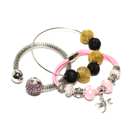 (474) Wholesale Mixed Rhinestone Alloy Bracelets Cuff Bangle