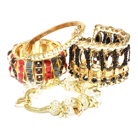 (474) Wholesale Mixed Rhinestone Alloy Bracelets Cuff Bangle