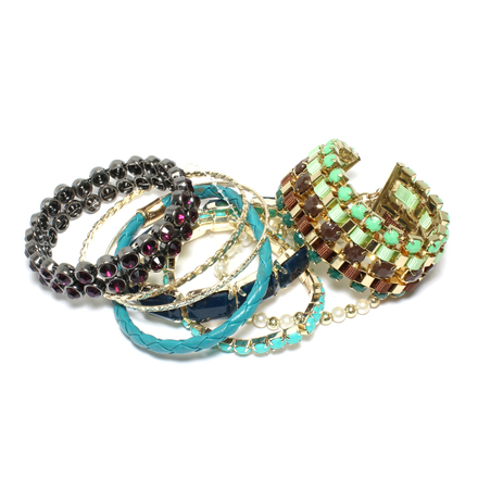 (474) Wholesale Mixed Rhinestone Alloy Bracelets Cuff Bangle